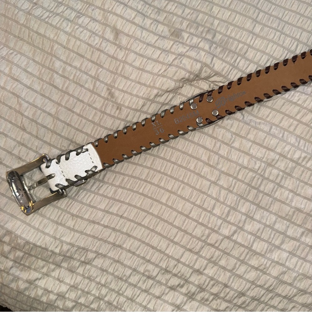 Brighton White Leather Belt xl - Picture 4 of 8
